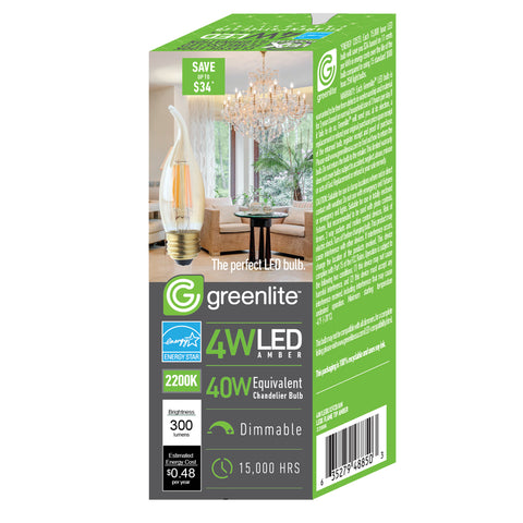 Greenlite C10 E26 (Medium) LED Flame Bulb Warm White 40 Watt Equivalence 1 pk
