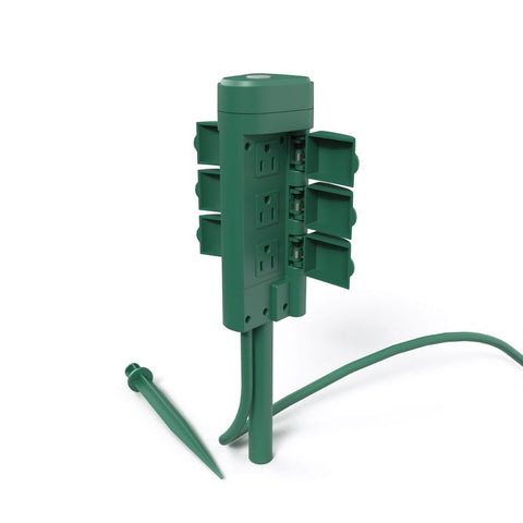 Feit Smart Home Outdoor 6 ft. L Green Smart-Enabled Outlet Stake 14/3