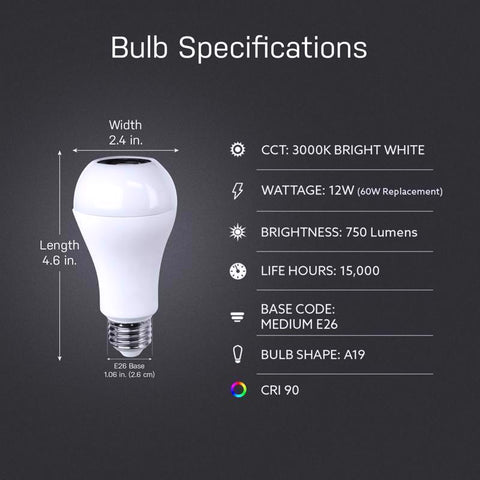 Feit A19 E26 (Medium) LED Speaker Bulb Bright White 60 Watt Equivalence 1 pk