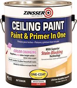 Zinsser 260967 Ceiling Paint, Flat, Bright White, 1 gal, Can, Water, Pack of 2
