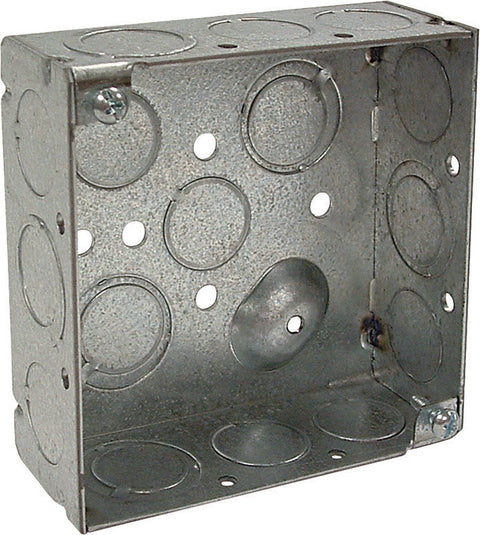Raco 4 in. H Square 2 Gang Outlet Box 1/2 in. Gray Steel