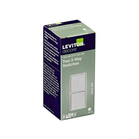 Leviton Decora 15 amps 3-Way Rocker Switch White 1 pk