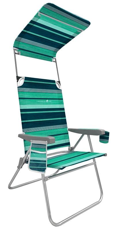 Caribbean Joe CJ-7765 Beach Chair, 23-1/4 in W, 26.4 in D, 42-1/2 in H, Aluminum Frame, Polyester Seat