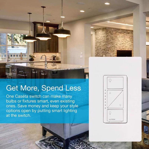 Lutron Caseta White 150 W 3-Way Smart-Enabled Dimmer Switch w/Remote Control 1 pk