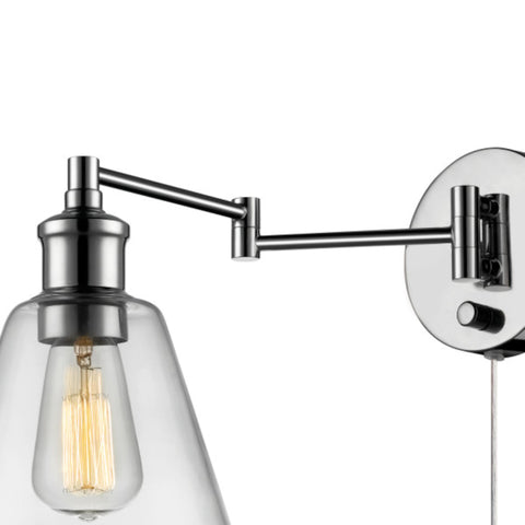 Globe Electric Parker 1-Light Chrome Clear Industrial Vintage style Wall Sconce