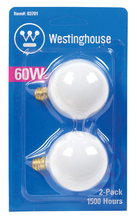 Westinghouse Incandescent Light Bulb 60 watts 580 lumens 2650 K Globe G16-1/2 Candelabra Base (E