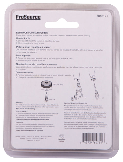 ProSource FE-50108-PS Furniture Glide, Plastic, Blue, Blue, 1-1/2 x 1 ...