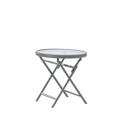PATIO END TABLE RND STEEL BRN