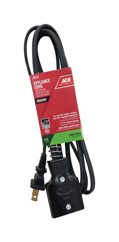 Ace 16/2 HPN 125 volts Appliance Cord 6 ft. L Black