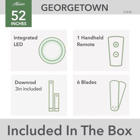 Hunter Georgetown 52 in. Matte Silver Integrated LED Indoor Ceiling Fan