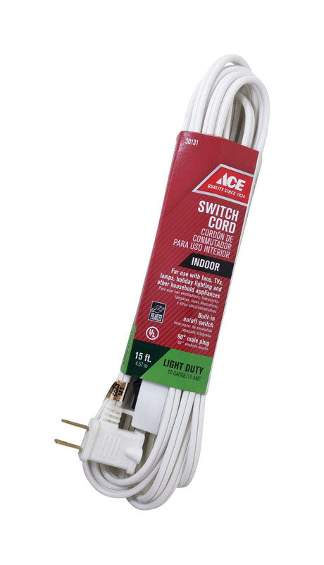 Ace Indoor Extension Cord with Switch 16/2 SPT-2 15 ft. L White