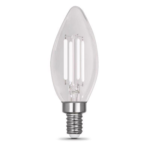 Feit White B10 E12 (Candelabra) Filament LED Bulb Soft White 100 Watt Equivalence 2 pk
