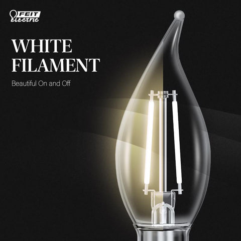 Feit White BA10 E26 (Medium) Filament LED Bulb Soft White 40 Watt Equivalence 2 pk