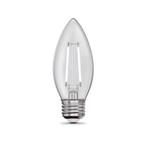 Feit White B10 E26 (Medium) Filament LED Bulb Soft White 40 Watt Equivalence 2 pk