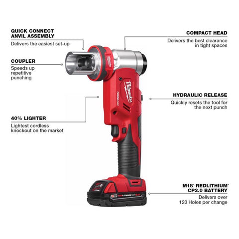 Milwaukee M18 Force Logic Stainless Steel 6-Ton Knockout Punch Set 18 pc