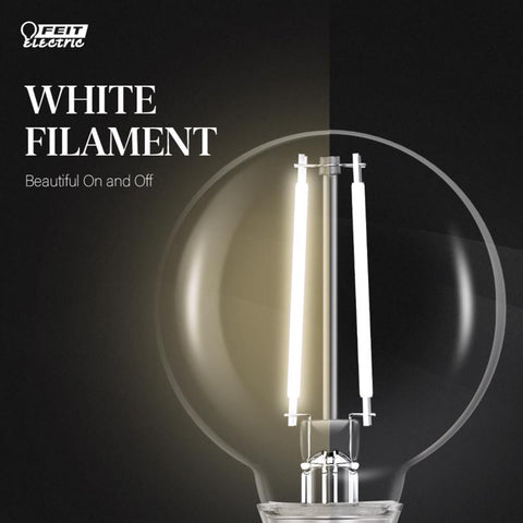 Feit White G25 E26 (Medium) Filament LED Bulb Soft White 60 Watt Equivalence 3 pk
