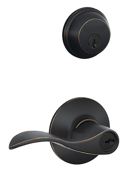 Schlage FB Series FB50NVACC716 Entry Lever, Mechanical Lock, Aged Bronze, Metal, Residential, 1 Grade