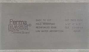 PermaBase CB36120500 Backer Board, 5 ft L, 3 ft W, 1/2 in Thick, Cement/Plastic, Gray, Pack of 50
