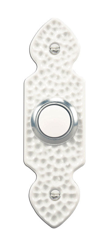 Heath Zenith Hammered White Wired Pushbutton Doorbell