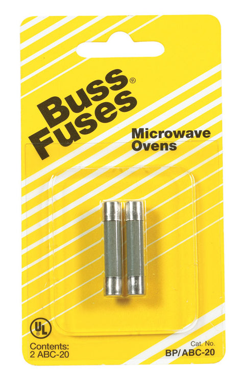 Bussmann Fast Acting Fuse 20 amps 250 volts 1/4 in. Dia. x 1-1/4 in. L 2 pk For Microwave Oven