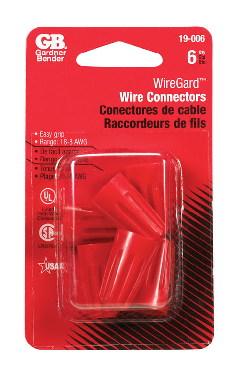 Wingguard Industrial Wire Connector Thermoplastic Red 6
