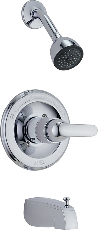 Peerless P188720 Tub and Shower Faucet, Chrome Plated, Brass, Includes: Arm, Flange, Valve and Shower Head