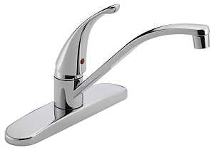 Delta Peerless Tunbridge P188200LF Kitchen Faucet, 1.8 gpm, Chrome, Deck Mounting, Lever Handle, Swivel Spout
