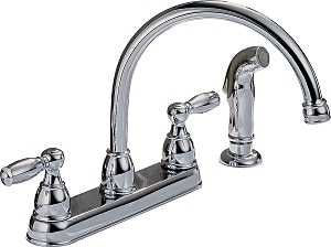 Delta Peerless Claymore Series P299575LF Kitchen Faucet, 1.8 gpm, 2-Faucet Handle, Chrome Plated, Deck, Lever Handle