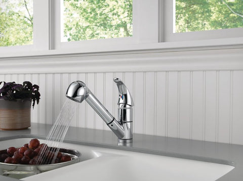 Peerless Tunbridge Series P18550LF Pull-Out Faucet, 1.8 gpm, 1-Handle, 3-Faucet Hole, Metal, Chrome Plated