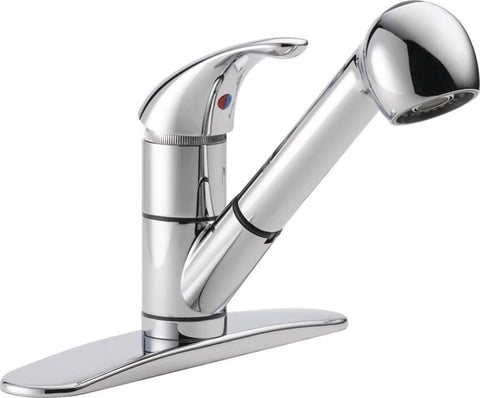 Peerless Tunbridge Series P18550LF Pull-Out Faucet, 1.8 gpm, 1-Faucet Handle, 3-Faucet Hole, Metal, Chrome Plated