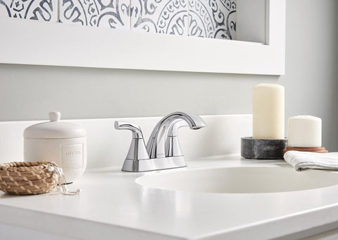 Peerless Parkwood Series P2535LF Centerset Lavatory Faucet, 1 gpm, 2-Handle, 3-Faucet Hole, Zinc, Chrome