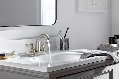 Peerless Elmhurst Series P2565LF-BN Centerset Bath Faucet, 1 gpm, 2-Handle, 3-Faucet Hole, Zinc, Brushed Nickel
