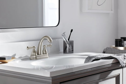 Peerless Elmhurst Series P2565LF-BN Centerset Bath Faucet, 1 gpm, 2-Handle, 3-Faucet Hole, Zinc, Brushed Nickel