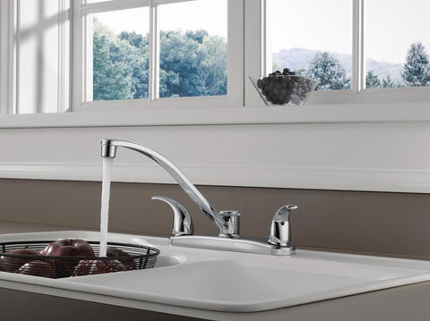 Peerless P299208LF Kitchen Faucet, 1.5 gpm, 3-Faucet Hole, Chrome, Deck Mounting, 8 in Faucet Centers