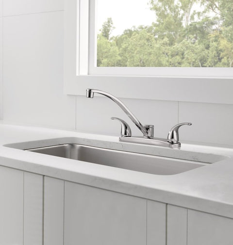 Peerless P299208LF Kitchen Faucet, 1.5 gpm, 3-Faucet Hole, Chrome, Deck Mounting, 8 in Faucet Centers
