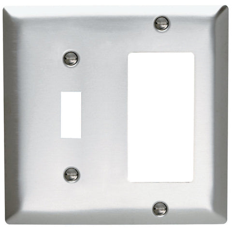 Pass & Seymour 2 gang Silver Stainless Steel Toggle and Rocker/GFCI Wall Plate 1 pk