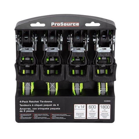 ProSource FH-013 Ratchet Tie-Down Strap Set, Reflective