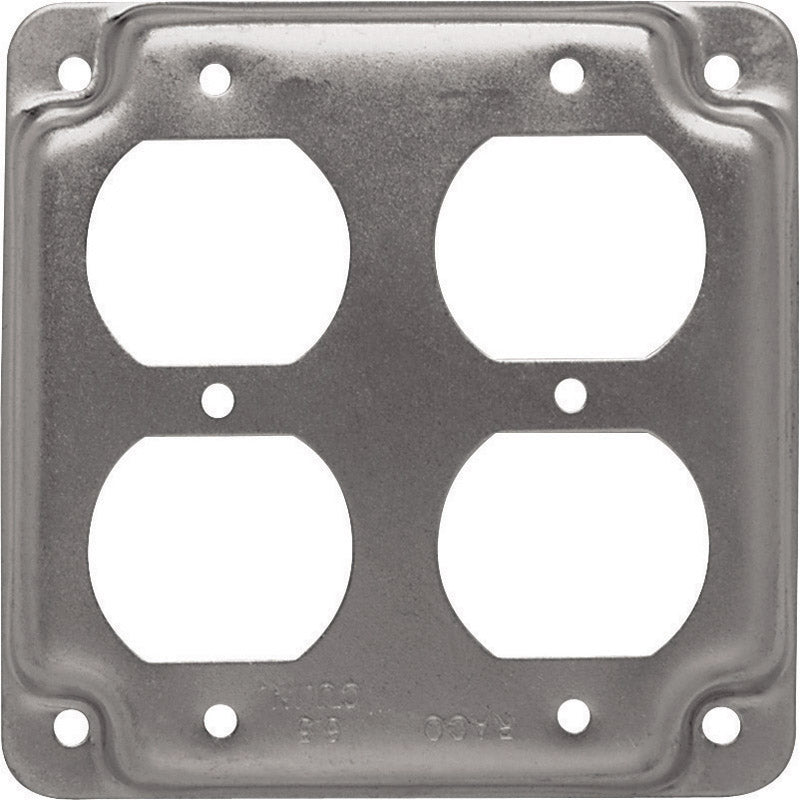 Raco Square Steel 2 gang Electrical Cover For 2 Duplex Receptacles Gra ...
