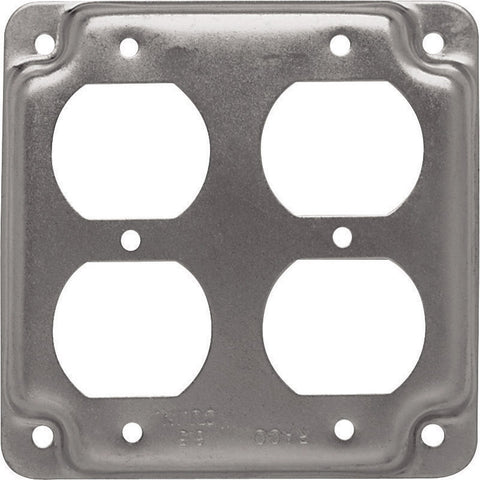 Raco Square Steel 2 gang Electrical Cover For 2 Duplex Receptacles Gray