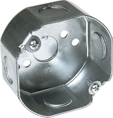 Raco 3-1/2 in. H Octagon 1 Gang Junction Box 1/2 in. Gray Steel