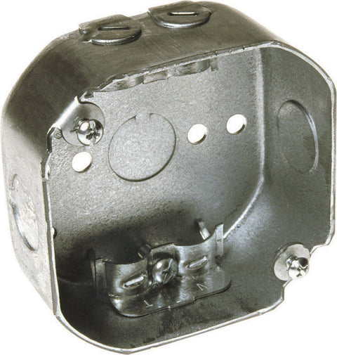 Raco 3-1/2 in. H Octagon 1 Gang Junction Box 1/2 in. Gray Steel