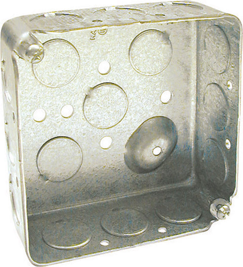 Raco 4 in. H Square 2 Gang Outlet Box 1/2 in. Gray Steel