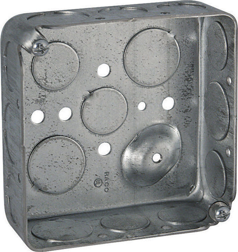 Raco 4 in. H Square 2 Gang Outlet Box 1/2 in. Gray Steel