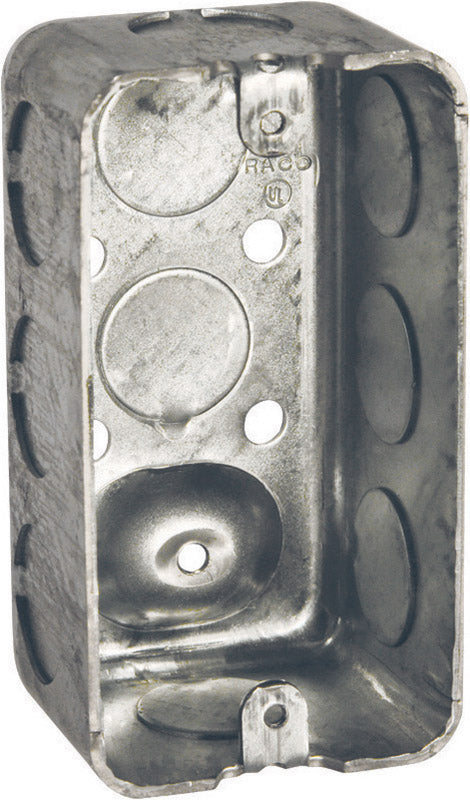 Raco 4 in. H Rectangle 1 Gang Outlet Box 1/2 in. Gray Steel
