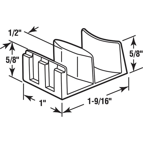 Prime-Line M 6058 Series Door Guide, 5/8 in L x 1 in W Dimensions, Plastic, Clear