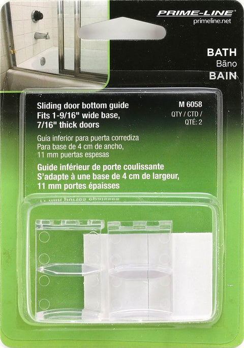 Prime-Line M 6058 Series Door Guide, 5/8 in L x 1 in W Dimensions, Plastic, Clear