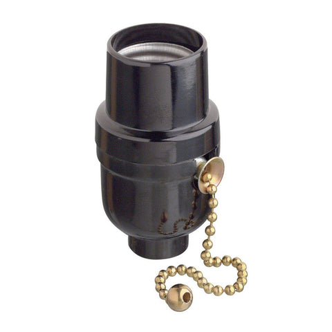 Leviton Pull Chain Socket 660 watts 250 volts Medium Black