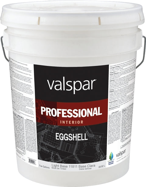 Valspar 11800 Series 11811-5GAL Interior Paint, Latex, Light, Eggshell, 5 gal Pail, 350 to 450 sq-ft Coverage Area