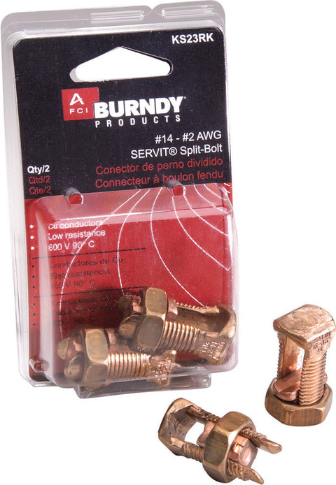 Burndy Servit Split Bolt Connector Silver 2 pk