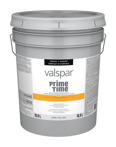Valspar Prime Time 029.1061060.008 Interior/Exterior Multi-Purpose Primer Sealer, White, 5 gal